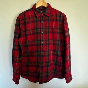 Banana Republic 100% Cotton Red Plaid Flannel Men's Shirt - Std fit - Size L